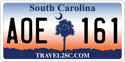 SC license plate AOE161