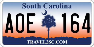 SC license plate AOE164