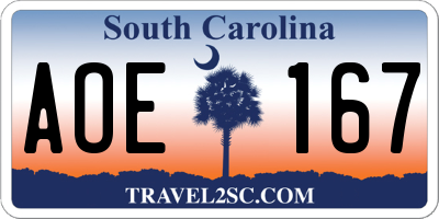 SC license plate AOE167