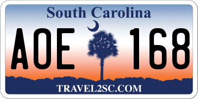 SC license plate AOE168