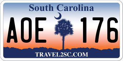 SC license plate AOE176