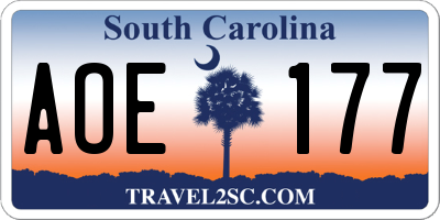SC license plate AOE177