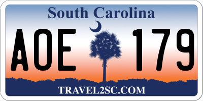 SC license plate AOE179