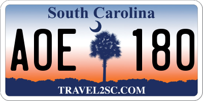 SC license plate AOE180
