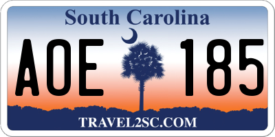 SC license plate AOE185