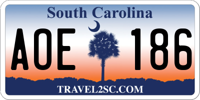 SC license plate AOE186