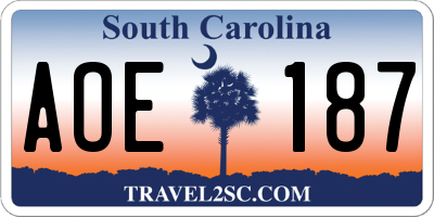 SC license plate AOE187