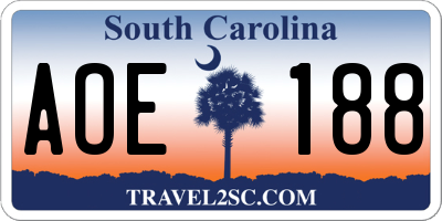 SC license plate AOE188