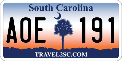 SC license plate AOE191