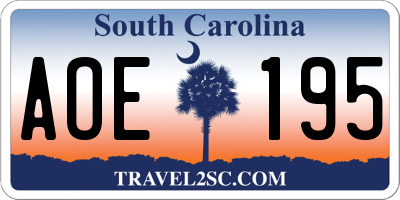 SC license plate AOE195
