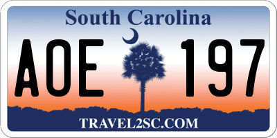 SC license plate AOE197
