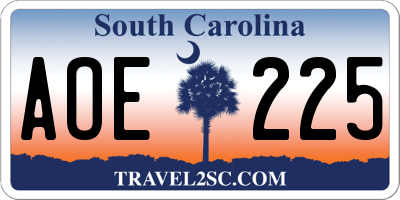 SC license plate AOE225