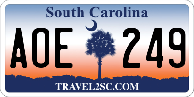 SC license plate AOE249