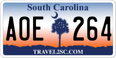 SC license plate AOE264