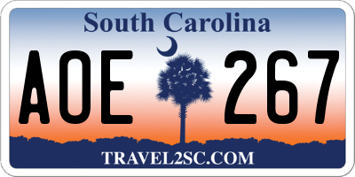 SC license plate AOE267