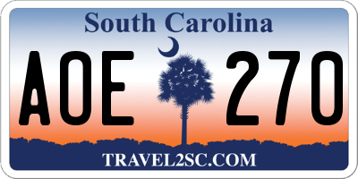 SC license plate AOE270