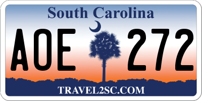 SC license plate AOE272