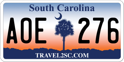SC license plate AOE276