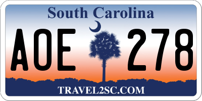 SC license plate AOE278