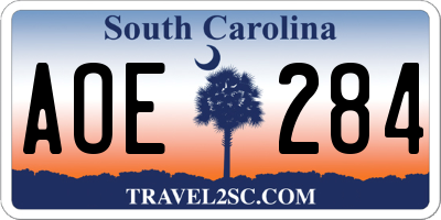 SC license plate AOE284