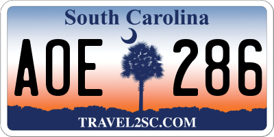 SC license plate AOE286