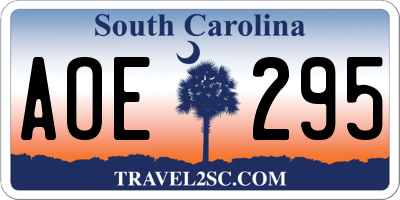 SC license plate AOE295