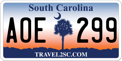 SC license plate AOE299