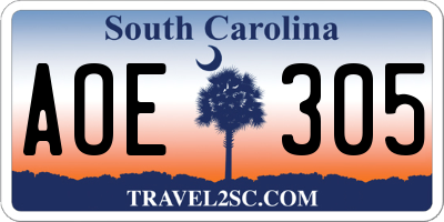 SC license plate AOE305