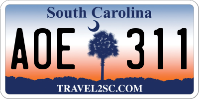 SC license plate AOE311