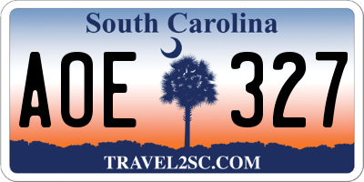 SC license plate AOE327