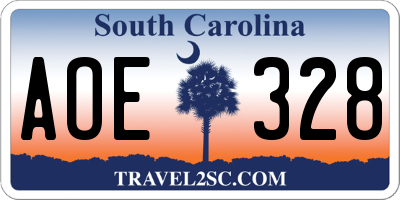 SC license plate AOE328