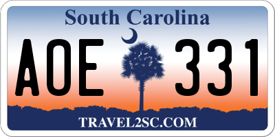 SC license plate AOE331