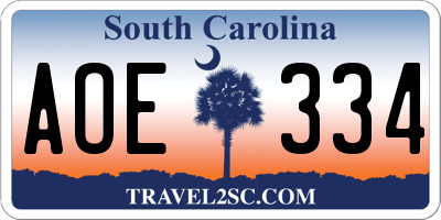 SC license plate AOE334
