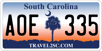 SC license plate AOE335