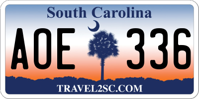SC license plate AOE336