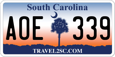 SC license plate AOE339