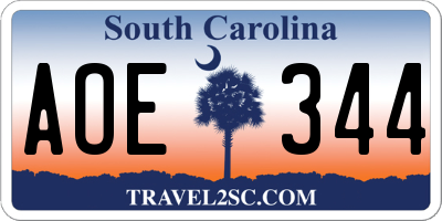 SC license plate AOE344