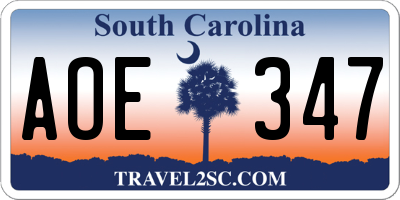 SC license plate AOE347