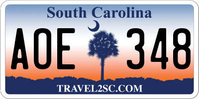 SC license plate AOE348