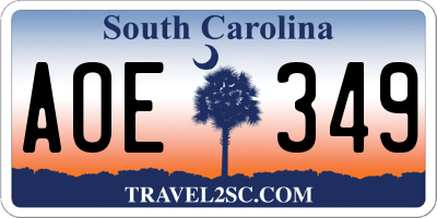 SC license plate AOE349
