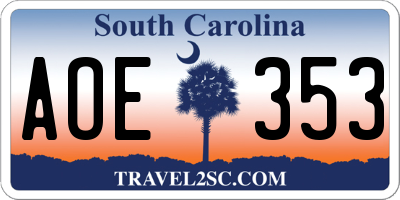 SC license plate AOE353