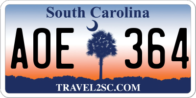 SC license plate AOE364