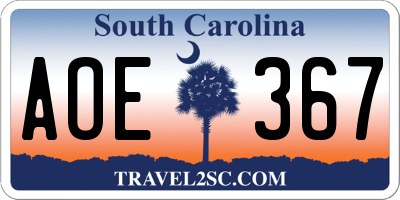 SC license plate AOE367