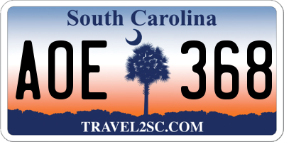SC license plate AOE368