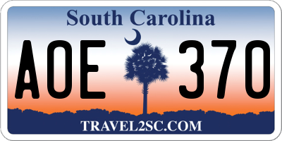 SC license plate AOE370