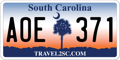 SC license plate AOE371