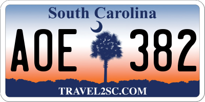 SC license plate AOE382
