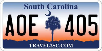 SC license plate AOE405