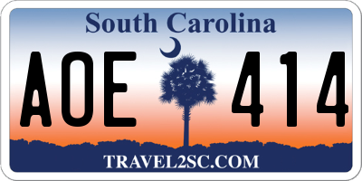 SC license plate AOE414