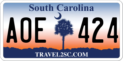 SC license plate AOE424